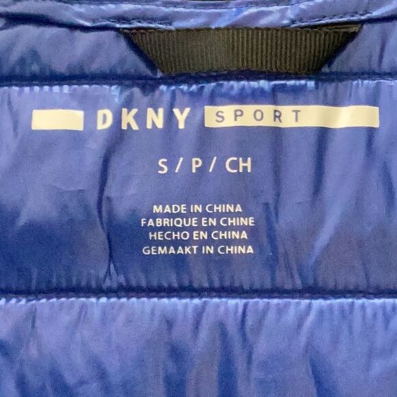 DKNY NEW SPORT HOODED JACKET COAT ZIP UP PACKABLE PUFFER COBALT BLUE SMALL - Picture 6 of 9
